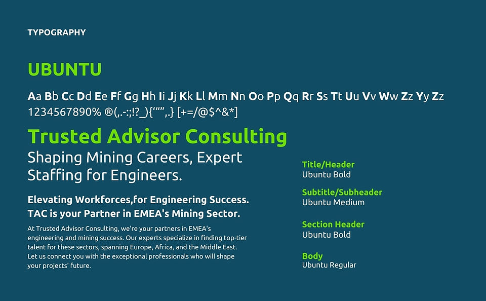 TAC (Trusted Advisor Consulting) Official typeface and typography guide