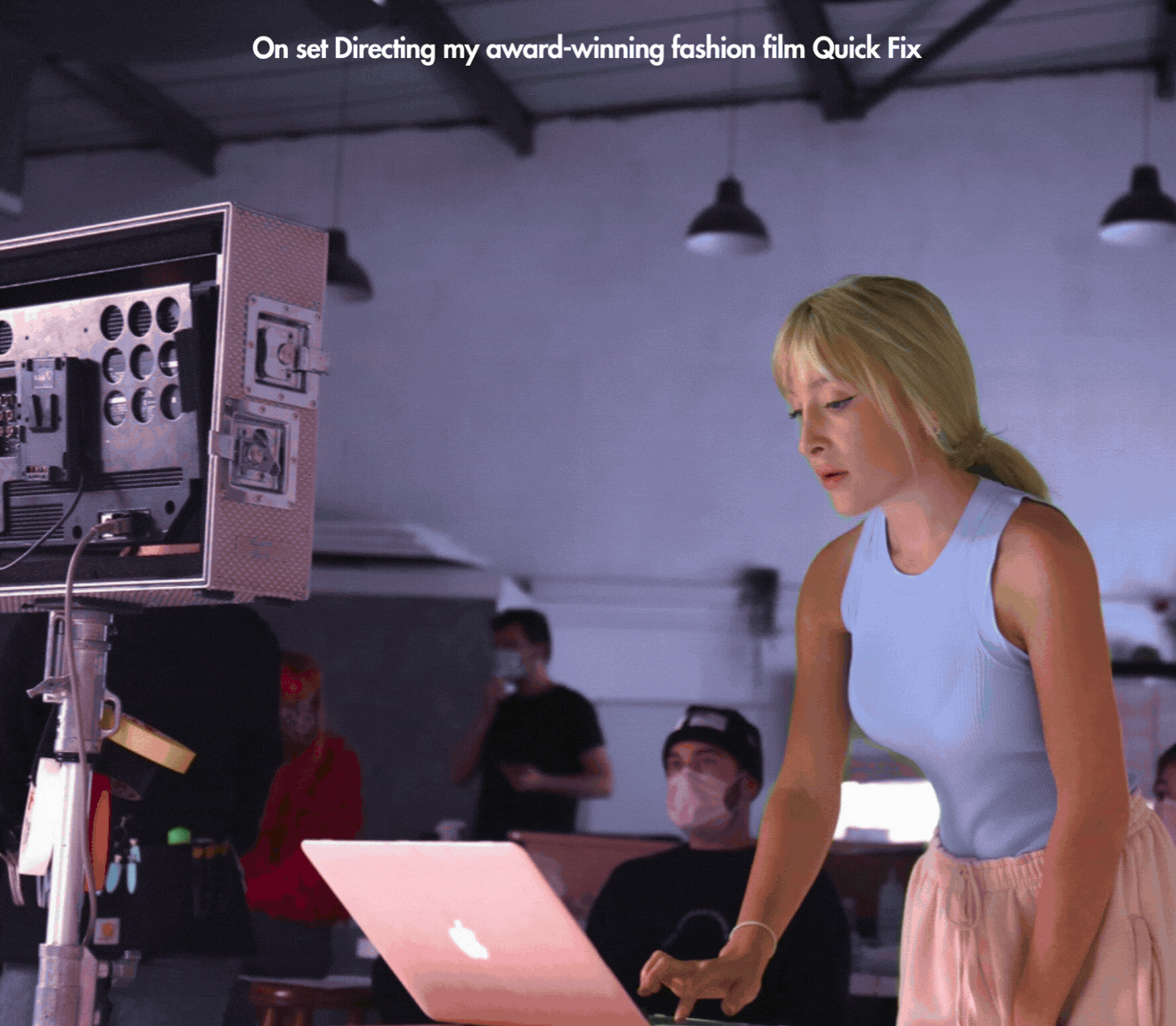 On set Directing my award-winning fashion film Quick Fix.gif