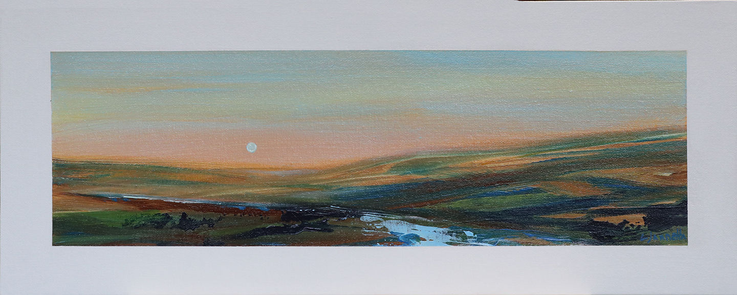 Sunrise Over Moorland - acrylic on canvas board.