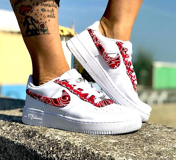 Nike Air Force One Custom Baffo Bandana Rossa | RedPelletteria