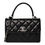 Miniatura: CHANEL Borsa con patta a doppia maniglia CC alla moda piccola in pelle