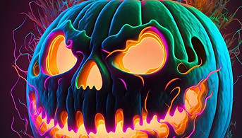 'Neon Pumpkin' Poster, picture, metal print, paint by FusionDesigns _ Displate.jfif