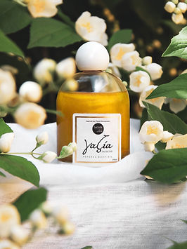 Summer outdoor photography of beauty product with white jasmine flowers