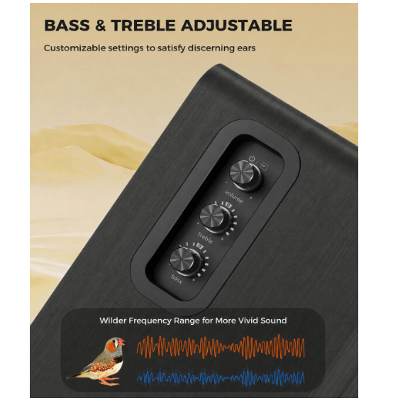 Thumbnail: Active Bookshelf Speakers 36W RMS - BT 5.4 Wireless Speaker with 5 Inch Woofer, 