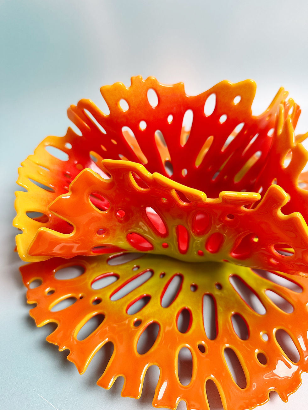 Thumbnail: Two Part 'Coral' Fused Glass Sculpture