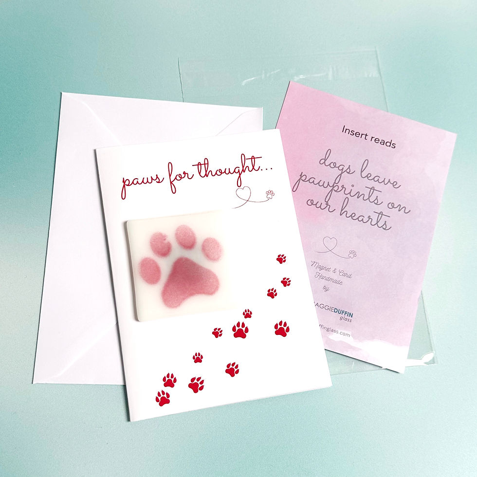 Thumbnail: Pawprint Card with Fused Glass Magnet