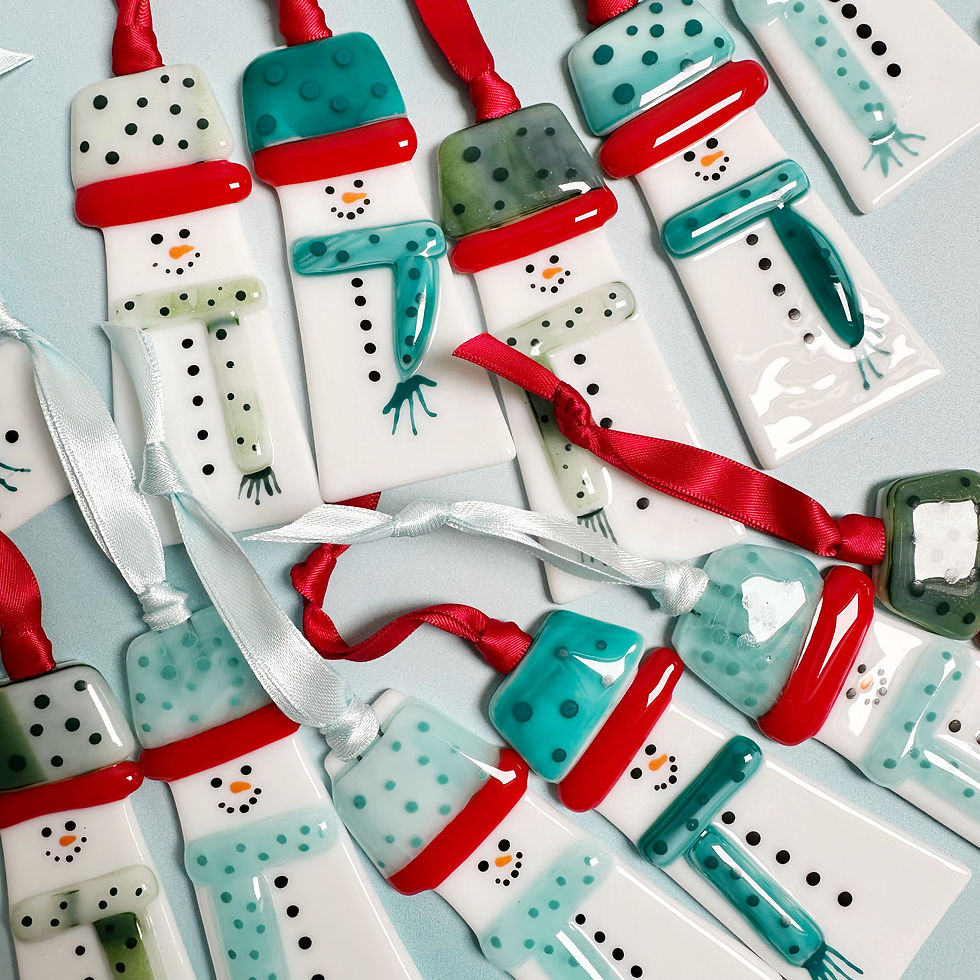 Thumbnail: Fused Glass Snowman Green