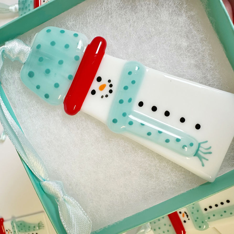 Thumbnail: Fused Glass Snowman Aqua