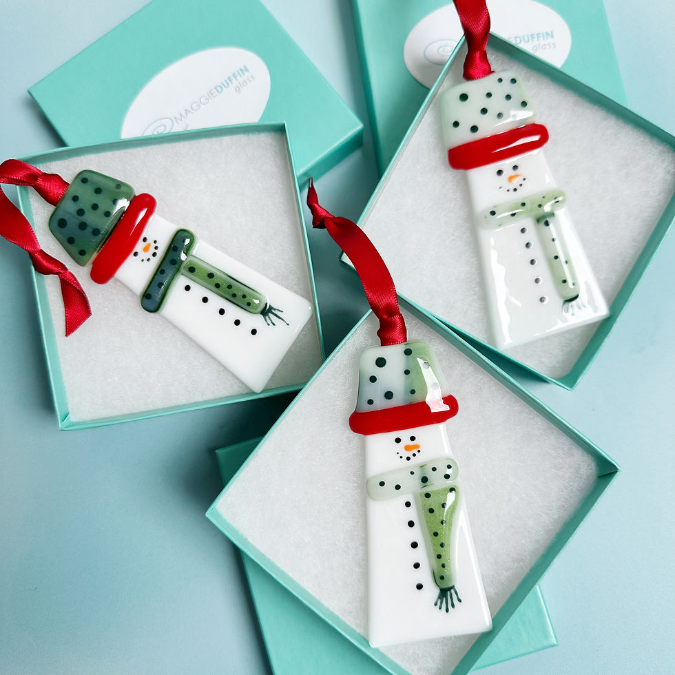 Thumbnail: Fused Glass Snowman Green