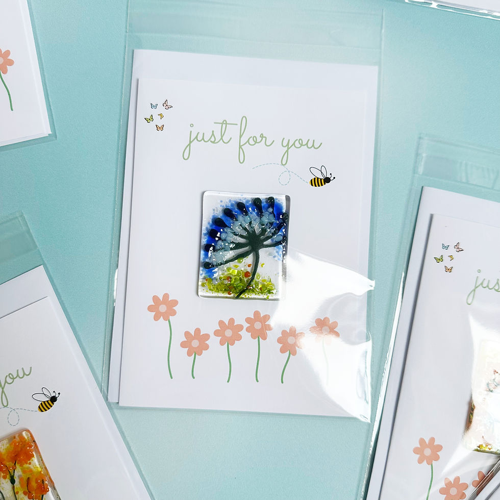 Thumbnail: 'Just for You' Card with Fused Glass Keepsake
