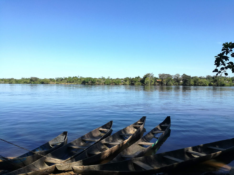Rio Vaupés y 4 canoas de madera.