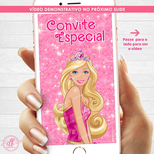 Convite Animado Barbie em Vídeo Digital Virtual Design by Bi