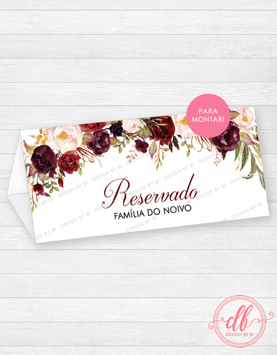 Miniatura: Plaquinha de Reservado Floral Marsala
