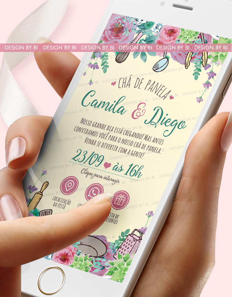 Miniatura: Convite Chá de Panela Virtual Interativo Whatsapp #1