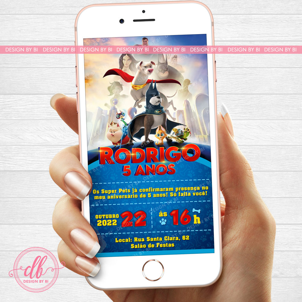 Convite Liga Dos Super Pets Digital Virtual Whatsapp