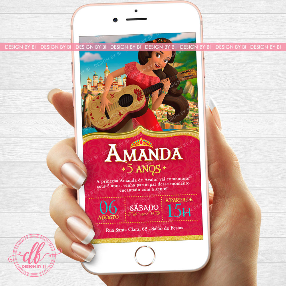 Convite Elena de Avalor Virtual Digital Whatsapp
