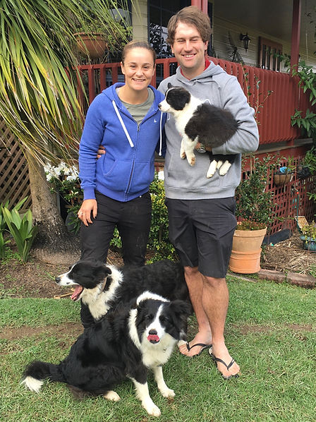 Ash Barty and partner with their new Border Collie puppy from Jeszacia Border Collies