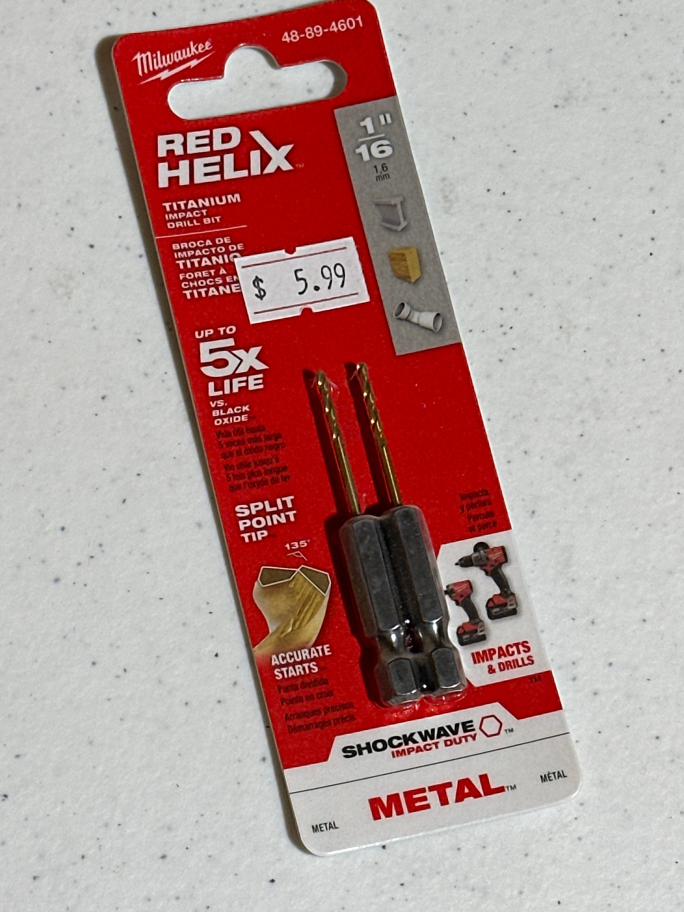 1/16” metal drillbit Milwaukee