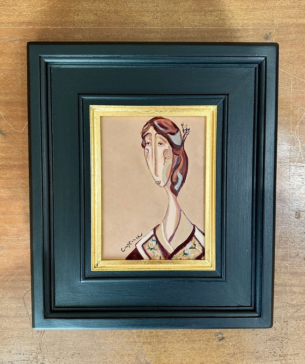 Thumbnail: (Sold) 'Viola' Original, wooden panel framed