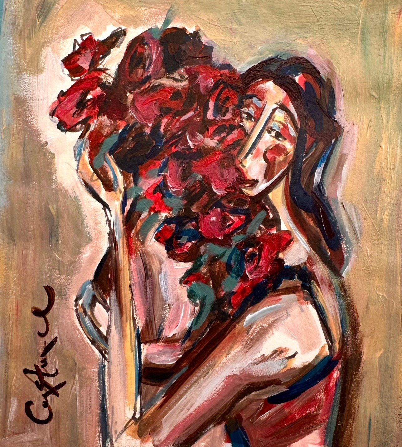 (Sold) 'Rosalia' study, on paper framed