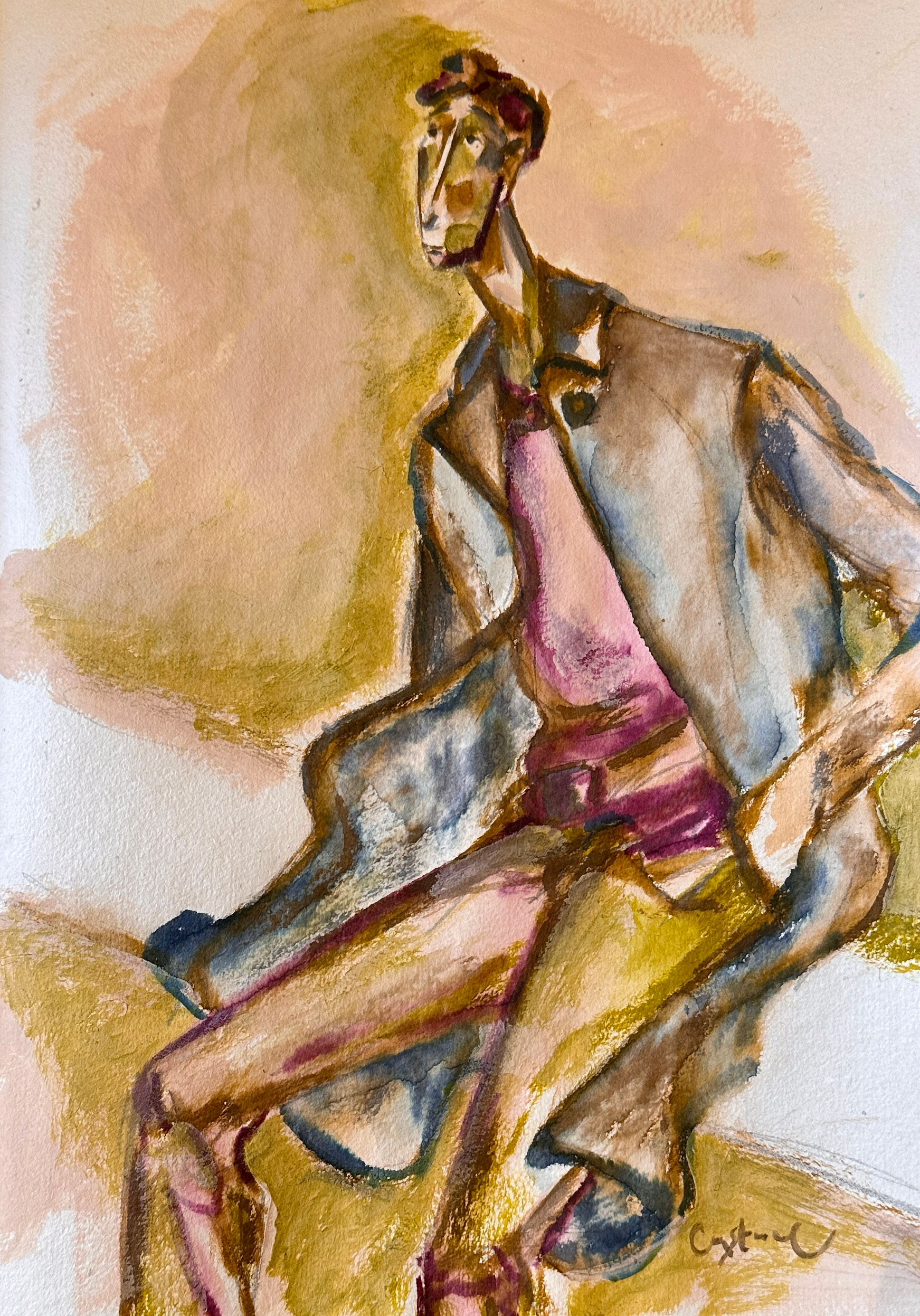 'Jonah' study, on paper framed