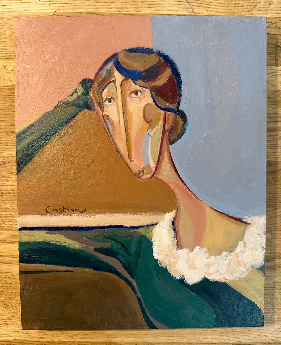 Thumbnail: (Sold) 'Isabella' Original, wooden panel framed