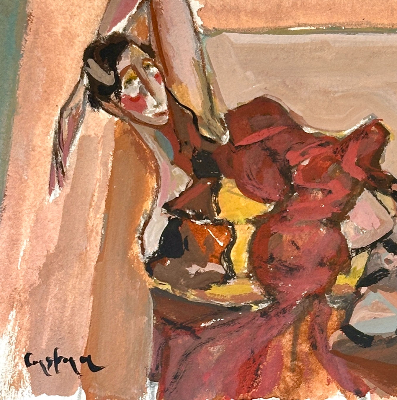(Sold) 'Myra' study, on paper framed