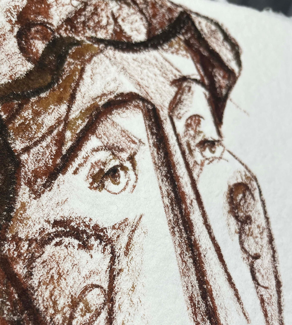 Thumbnail: (Sold) 'Tomás' Sketch, on handmade rag paper