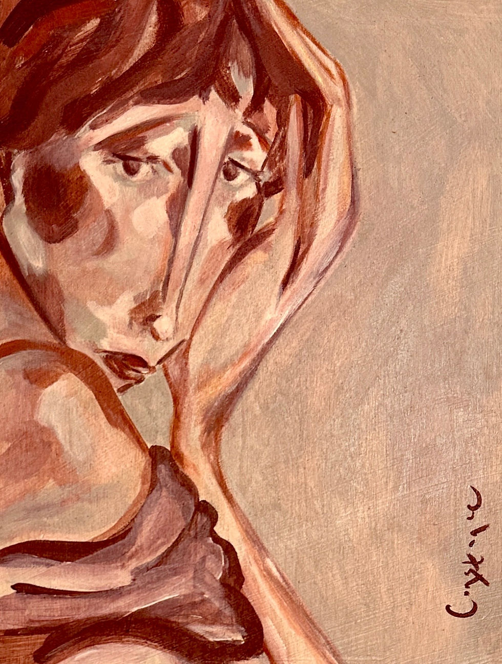 Thumbnail: 'Amy' Original, wooden panel