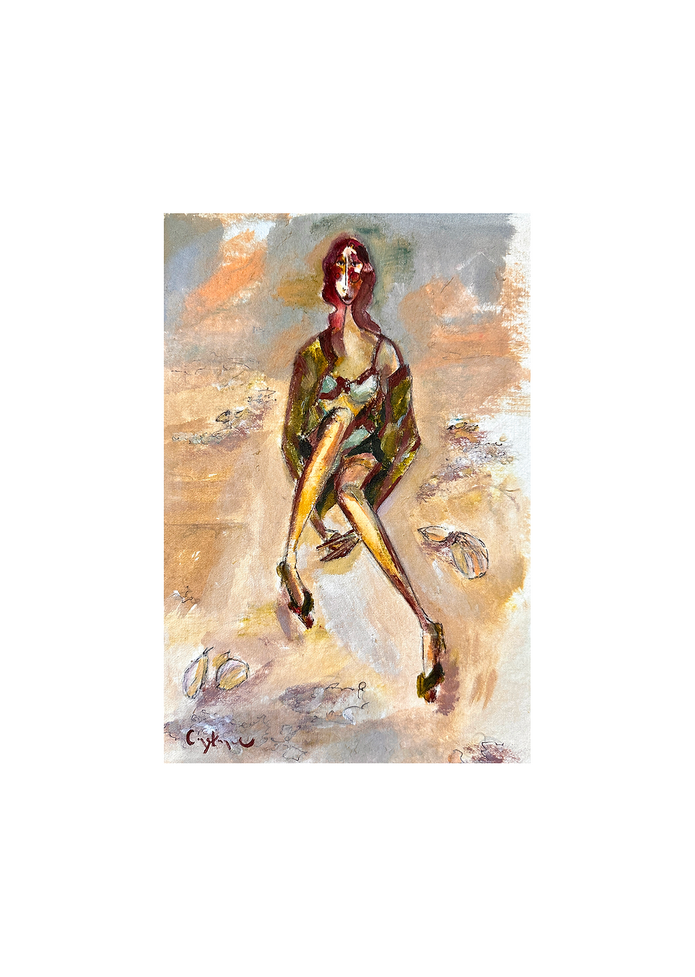 Thumbnail: (Sold) 'Gianna's Beach' study, on paper framed