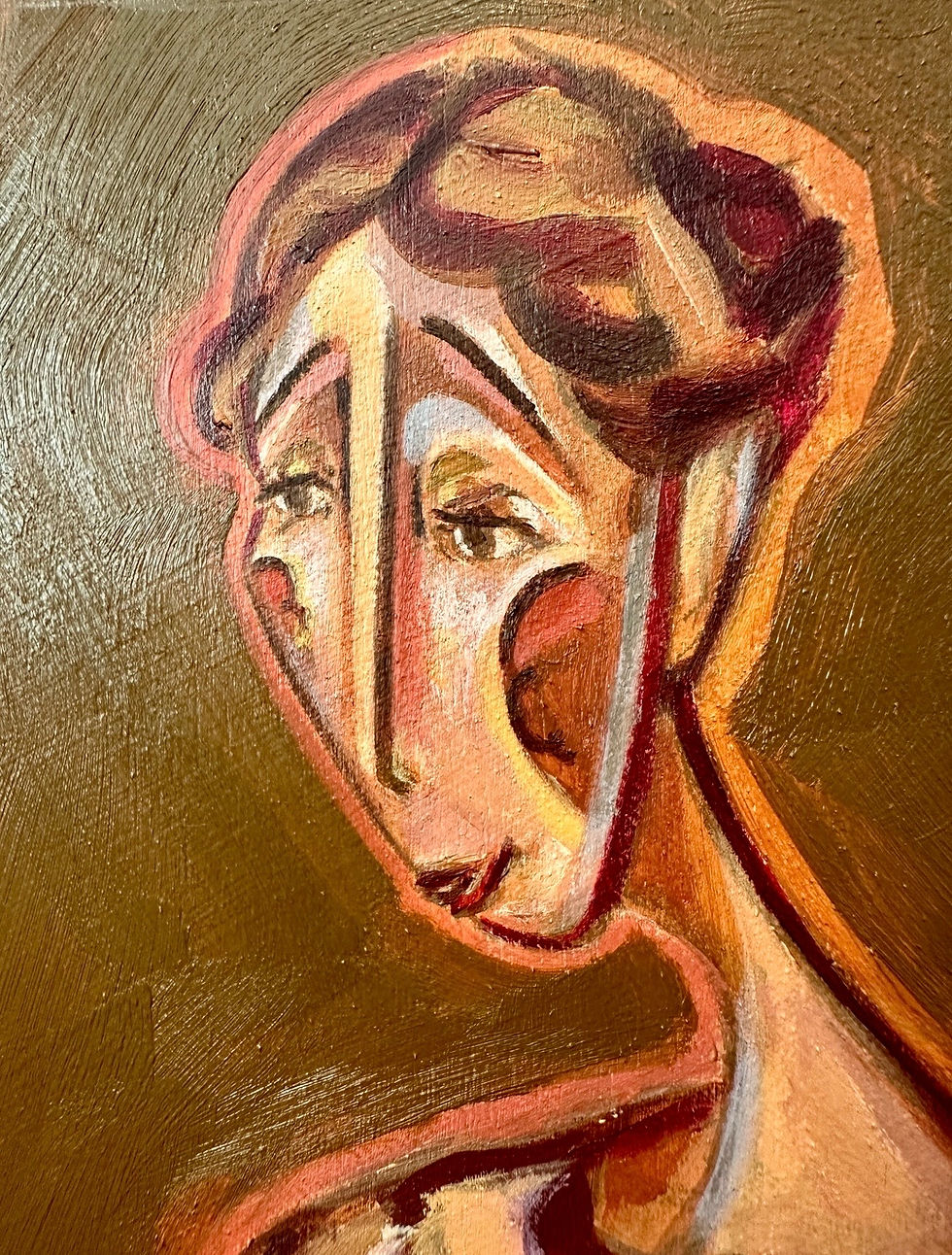 Thumbnail: (Sold) 'A moment with Cynthia' Original, wooden panel