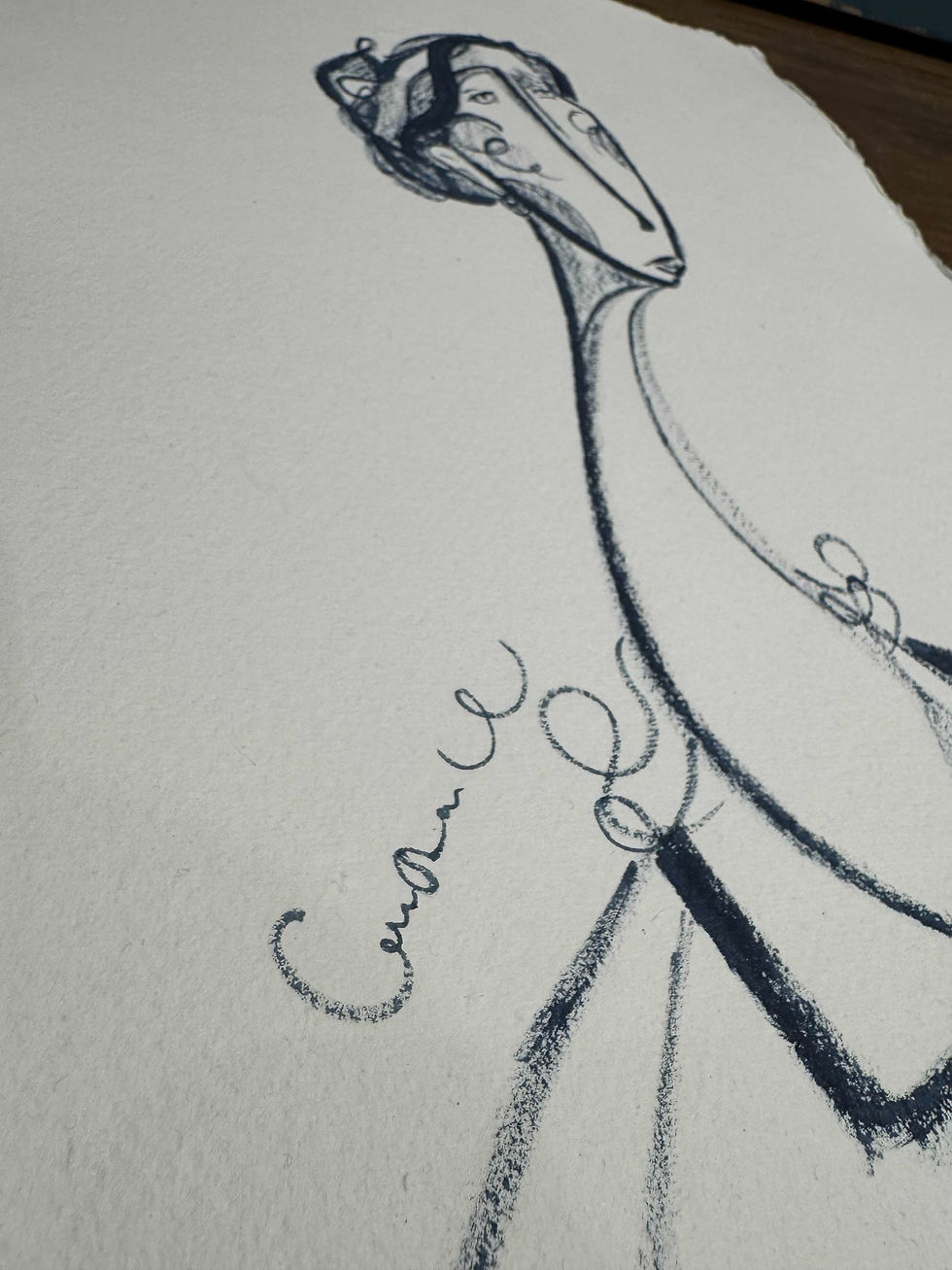 Thumbnail: (Sold) 'Florence' Sketch, on handmade rag paper