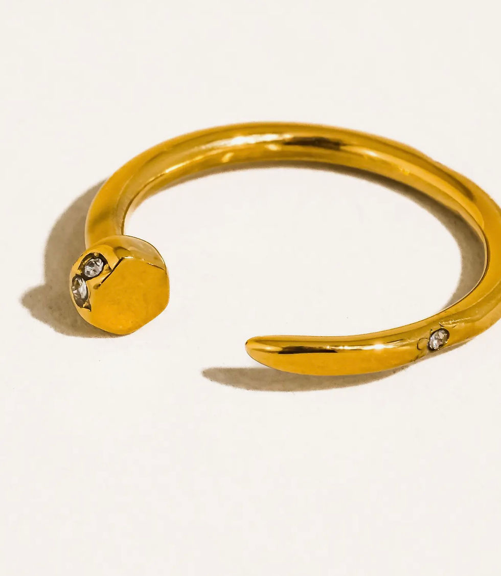 Thumbnail: 18K Gold Non-Tarnish Wrap Around Nail ring