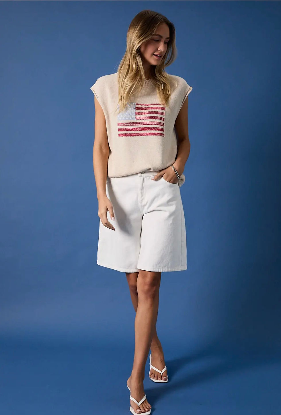 Thumbnail: USA Flag Knit Sleeveless Tank 