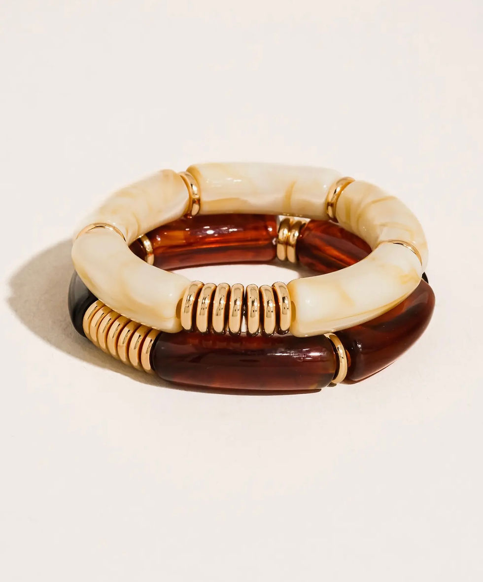 Thumbnail: Cove 18K Gold Non-Tarnish Chunky Resin Bangle Set