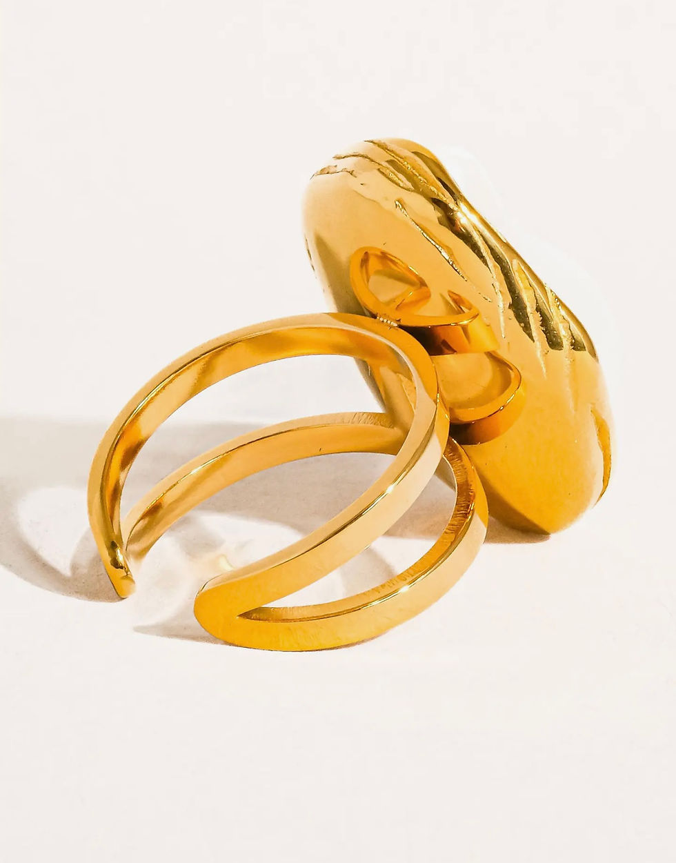 Thumbnail: 18K Gold Non-Tarnish Classic Pearl Adjustable Round Ring