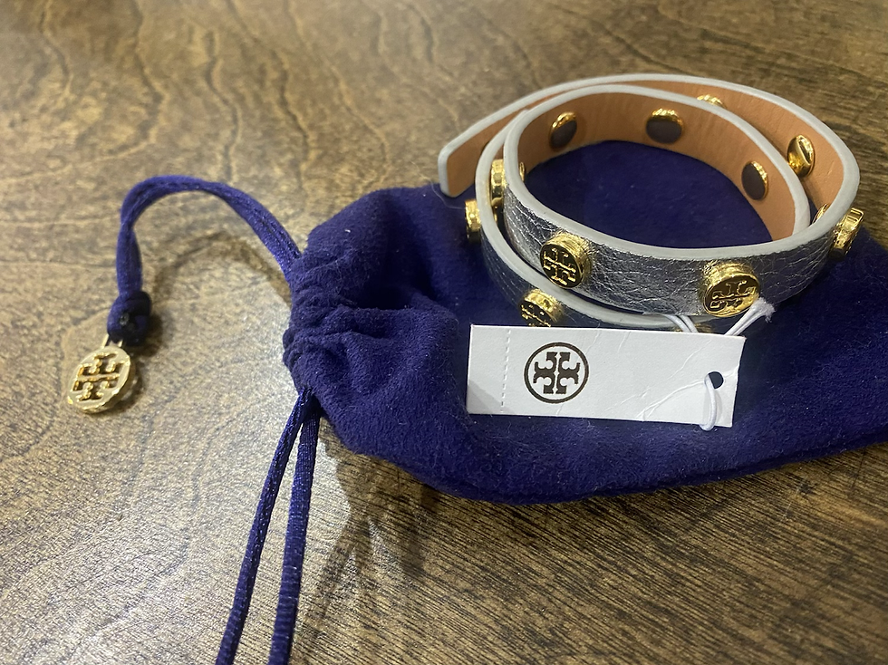 Thumbnail: Tory Burch double wrap logo stud bracelet 