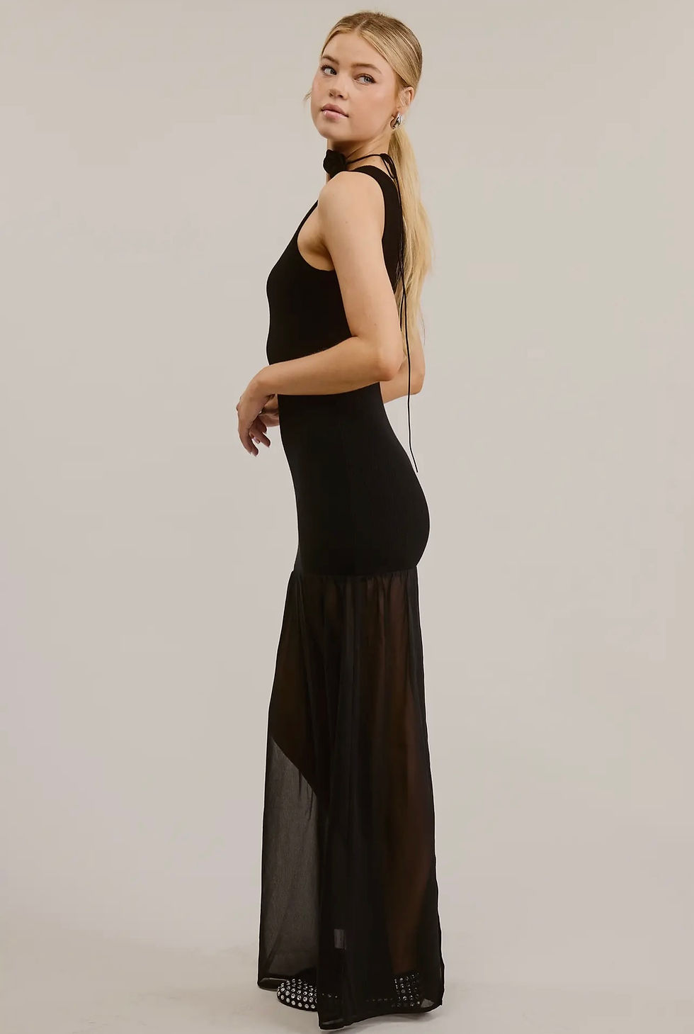Thumbnail: Bodycon Tank dress with sheer skirt 
