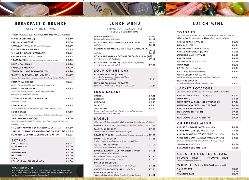 Menu Cafe Luna