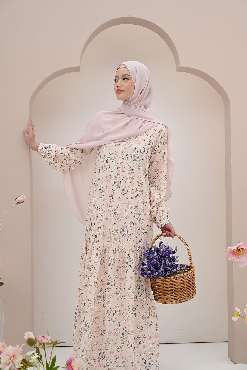 Thumbnail: Grace Chiffon Curve Shawl in Peony