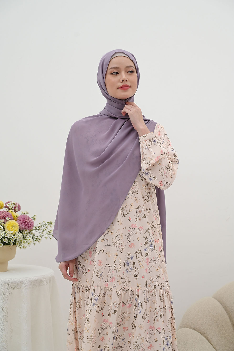 Thumbnail: Grace Chiffon Curve Shawl in Yam