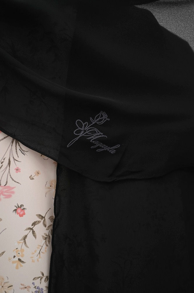 Thumbnail: Grace Chiffon Curve Shawl in Noir