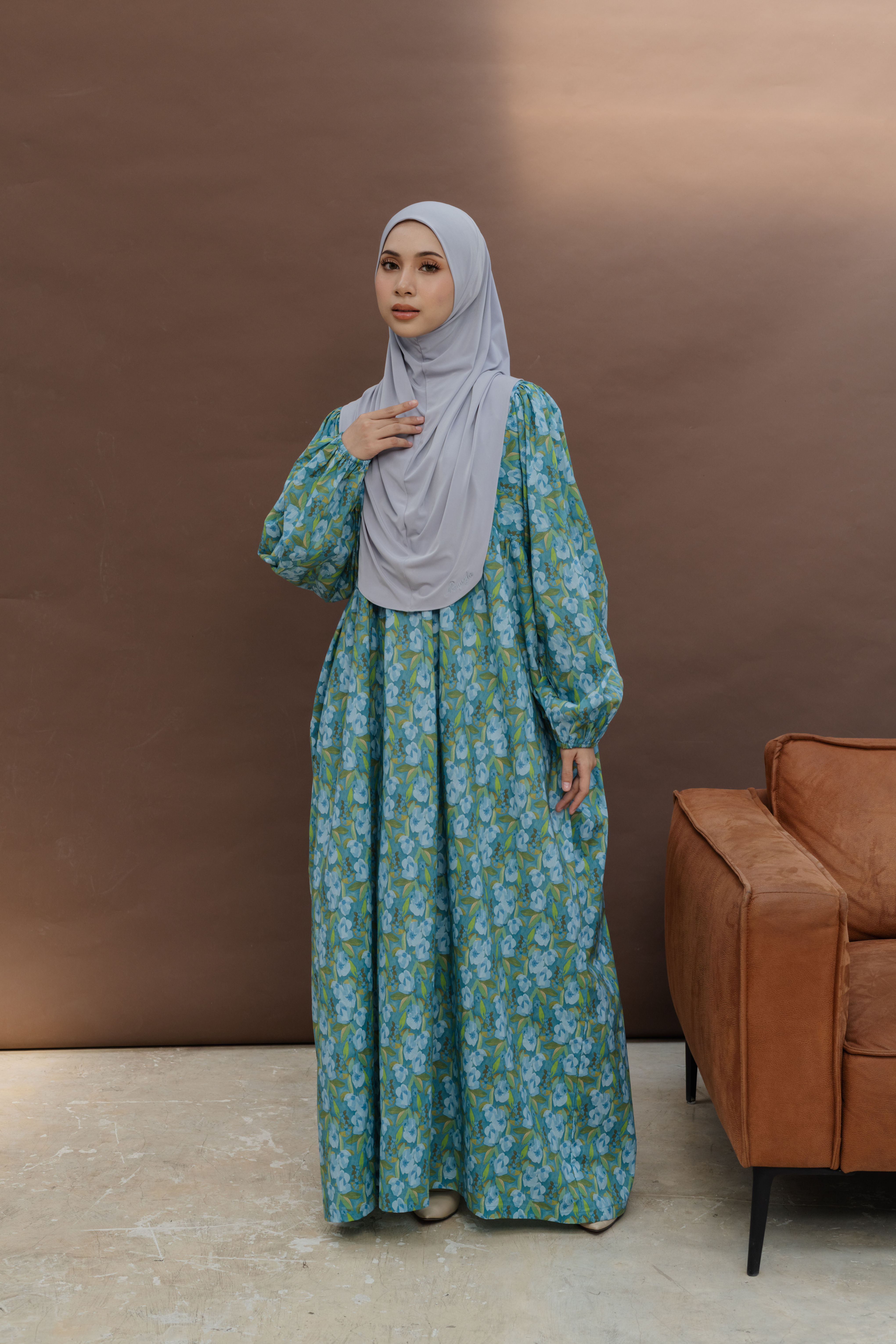 Canvas Summer Dress in Teal Bloom