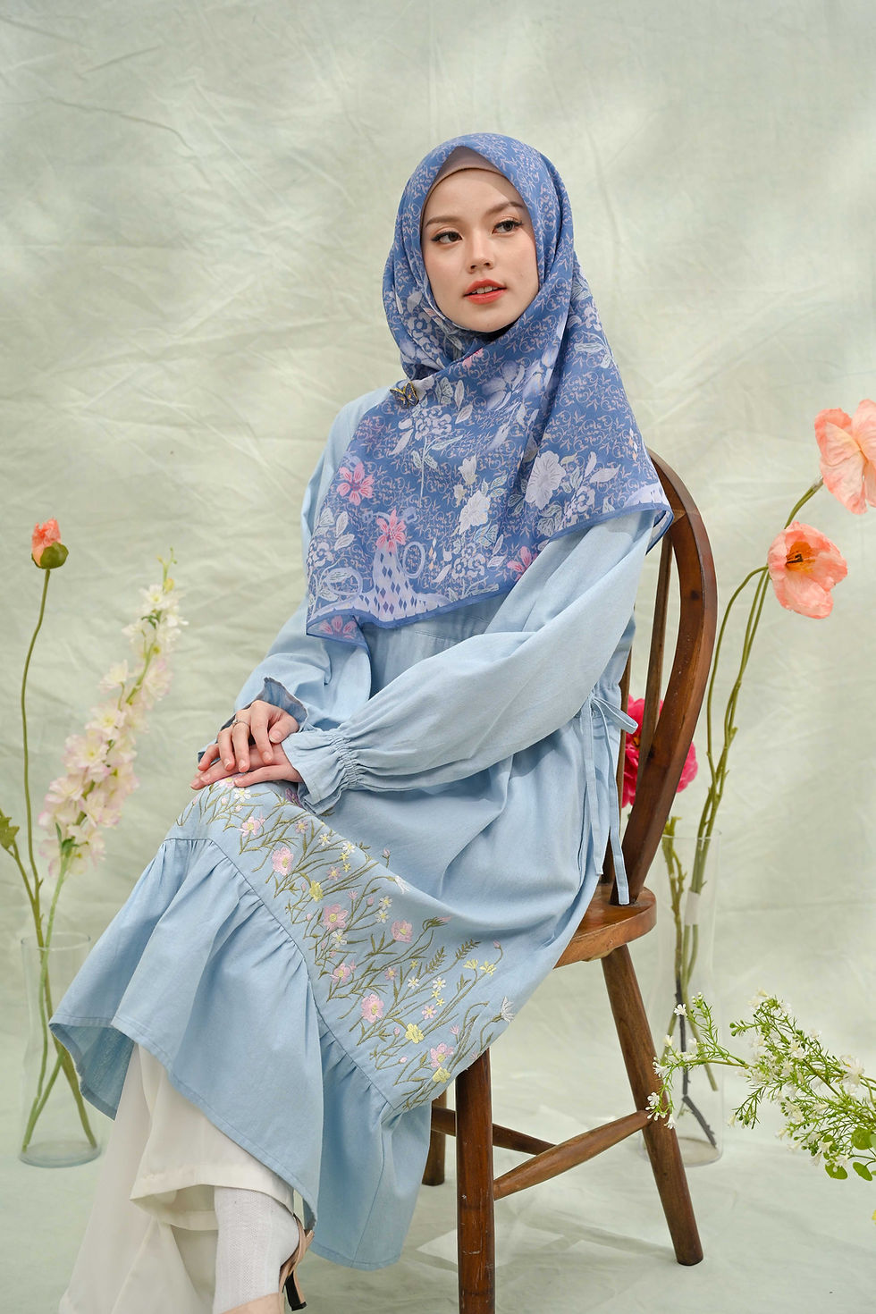 Thumbnail: Valley Ribbon Dress in Denim