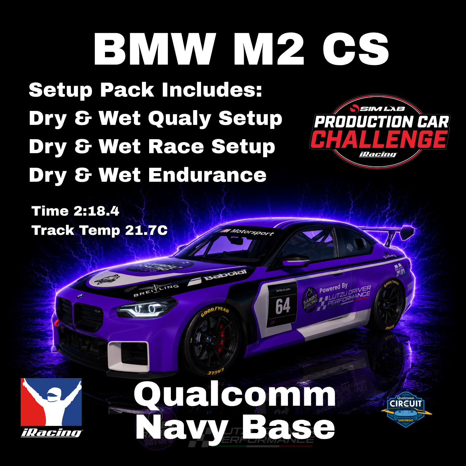 BMW M2 Racing Qualcomm Navy Base iRacing Setups