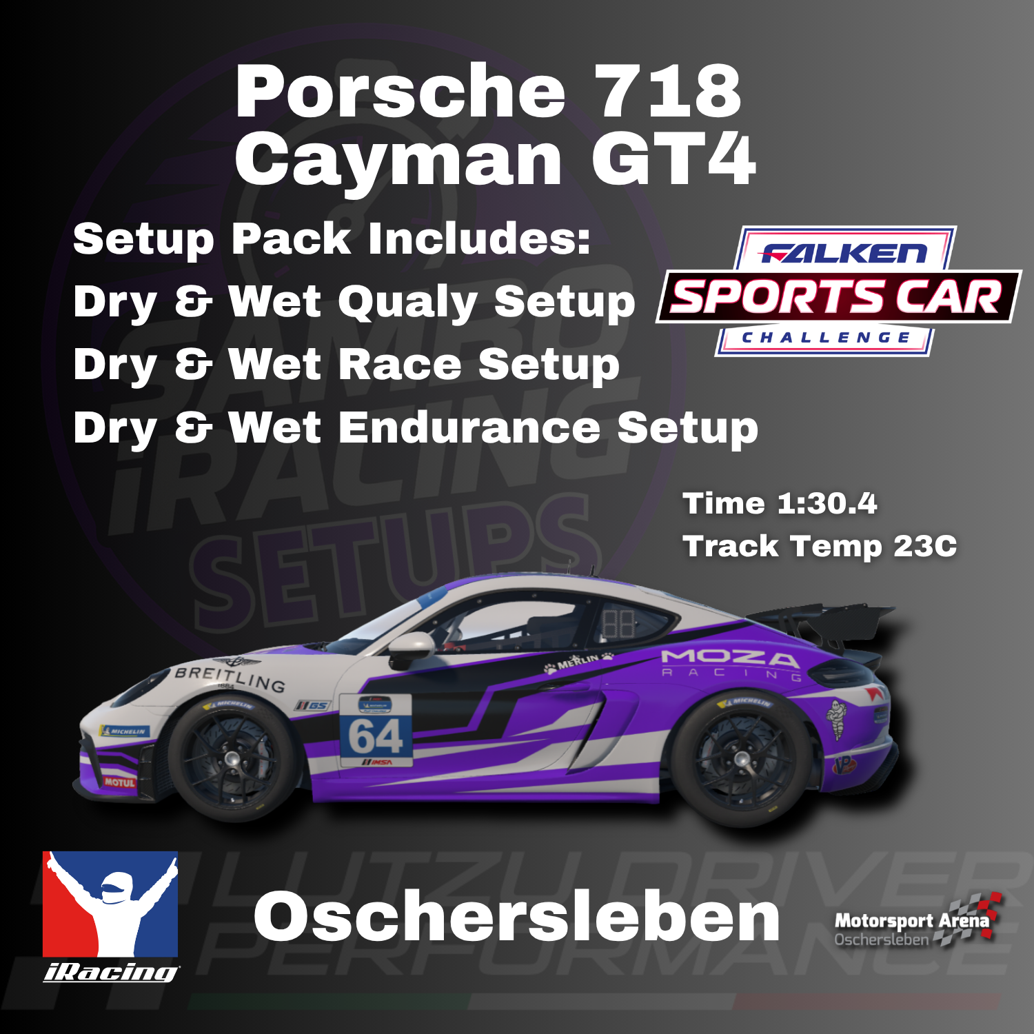 Porsche 718 Cayman GT4 Oschersleben iRacing Setup