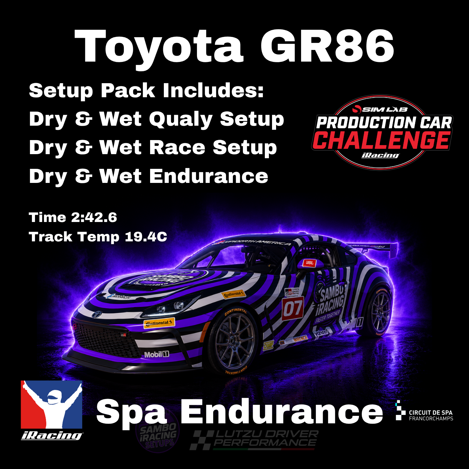 Toyota GR86 Spa Endurance iRacing Setup