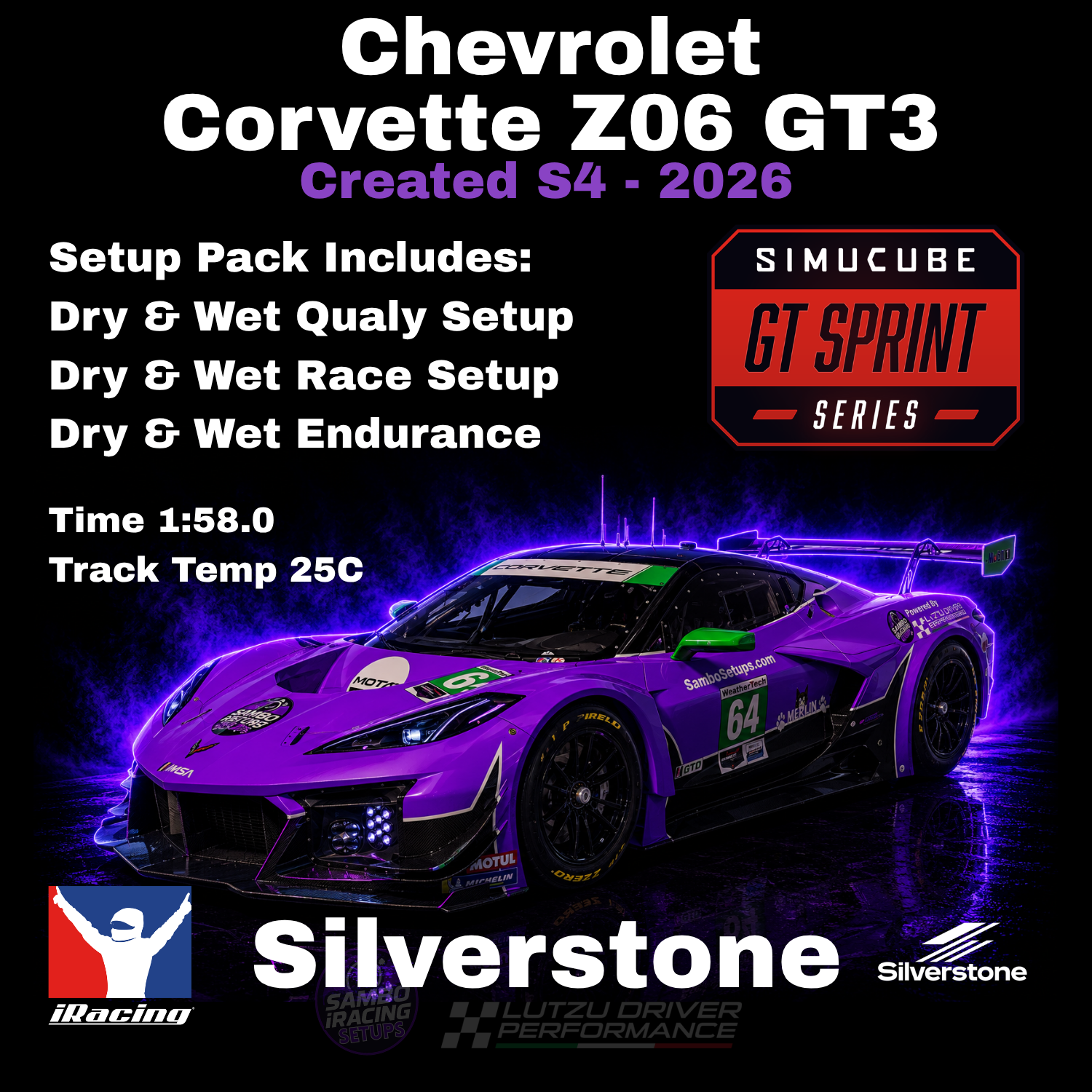 Corvette Z06 GT3 Silverstone G.P. iRacing Setups