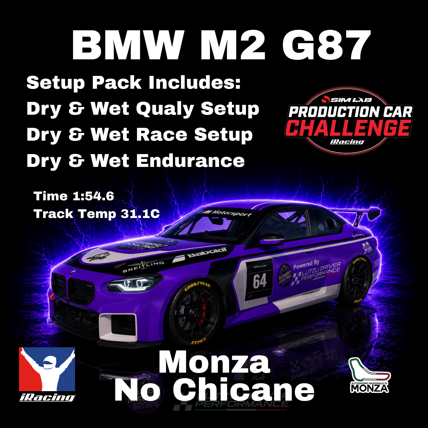 BMW M2 Racing Prod Car Monza No Chicane iRacing Setups