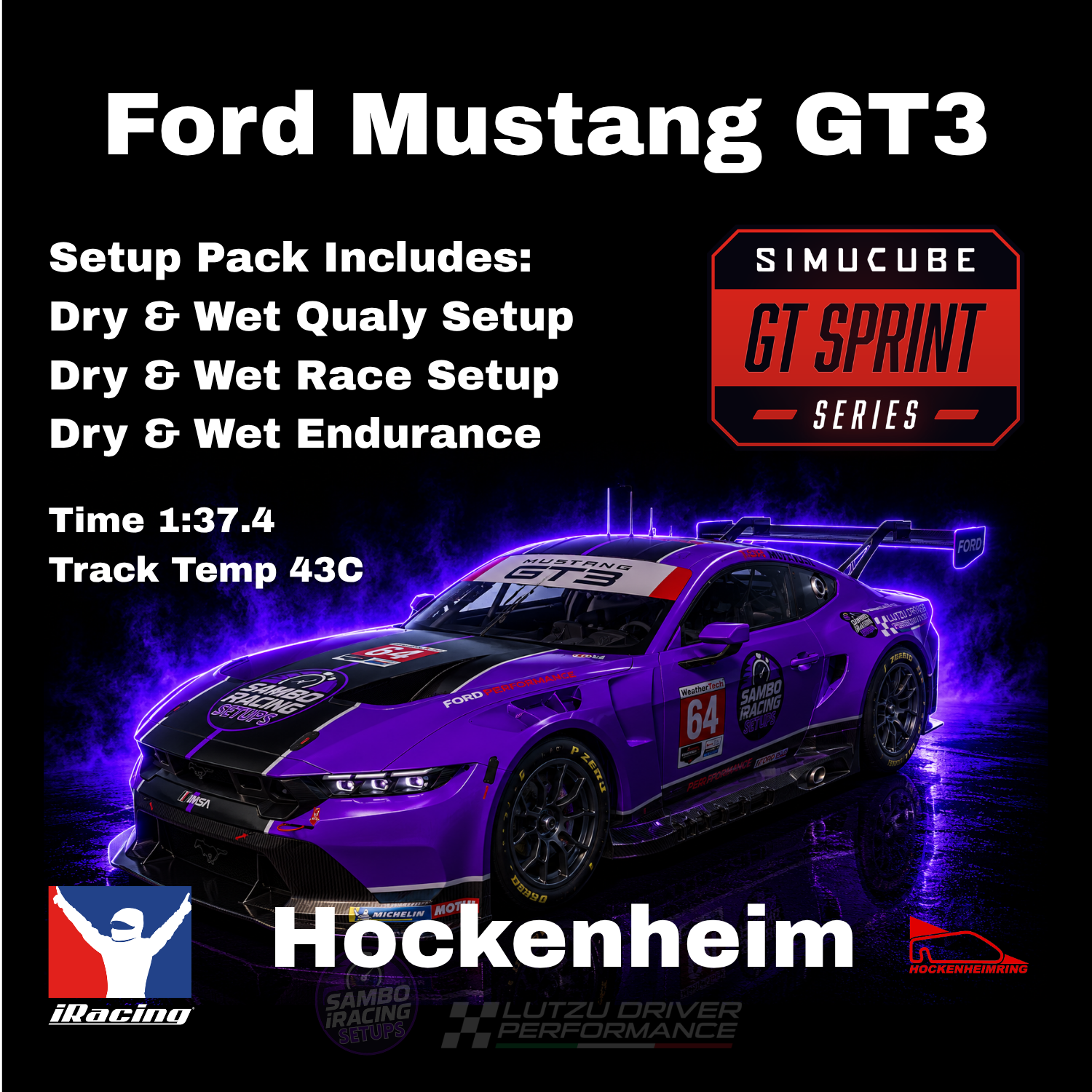 Ford Mustang GT3 Hockenheim iRacing Setups